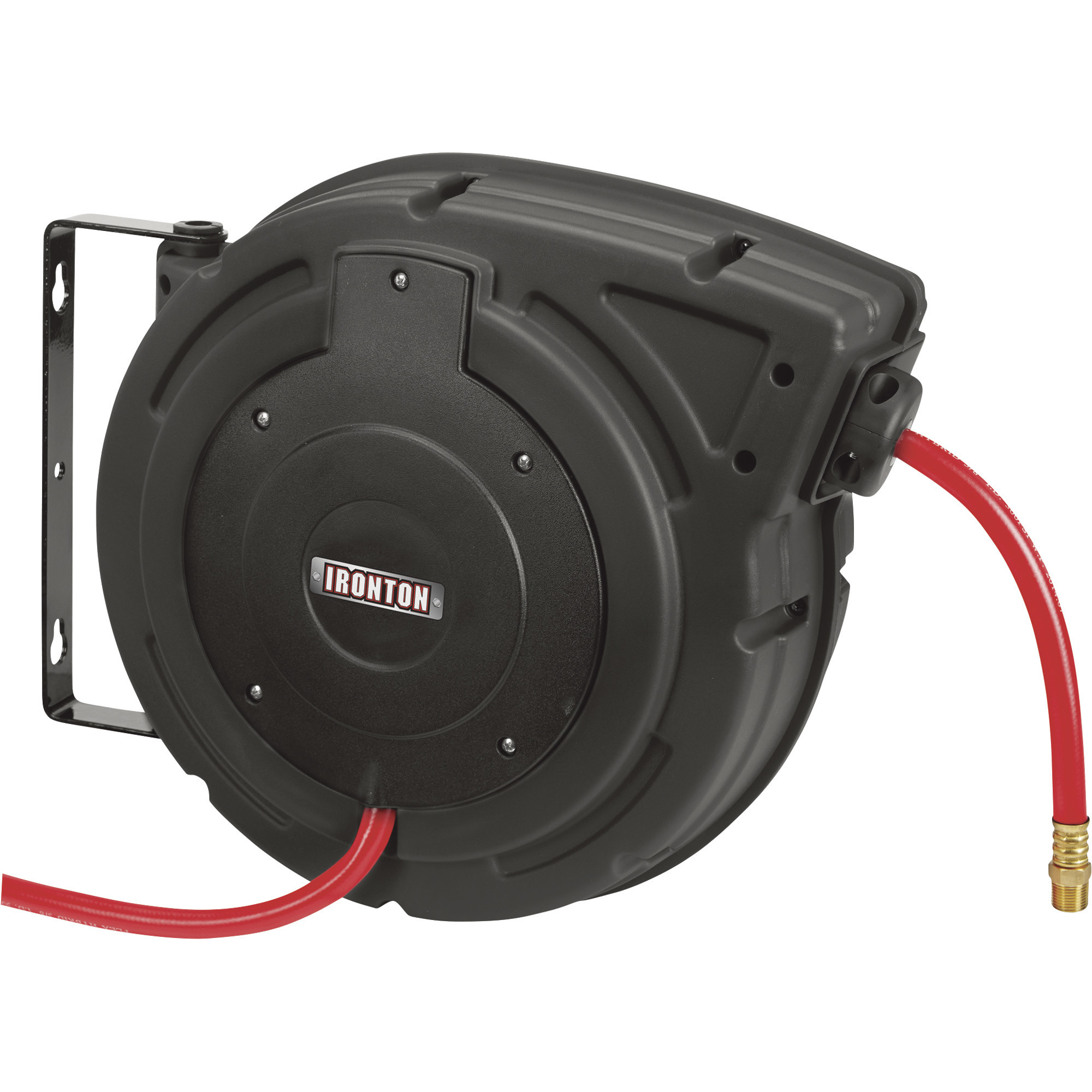 Ironton Compact Air Hose Reel, With 3/8in. x 50ft. Hybrid Polymer Hose, Max. 300 PSI